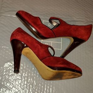 Burgundy Franco Sarto suede pumps